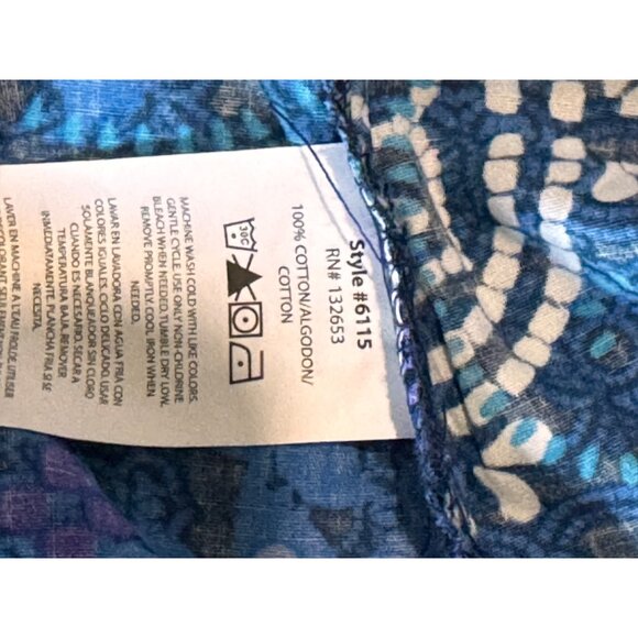 Wonderwink Plus 2X Womens V-Neck Scrub Top Blue & Purple Patterned Short Sleeve - Picture 3 of 6